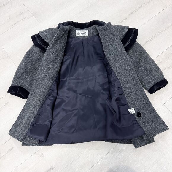 Vintage Rothschild Wool Blend Peter Pan Jacket Grey Black Size 3T Girls - Picture 5 of 12